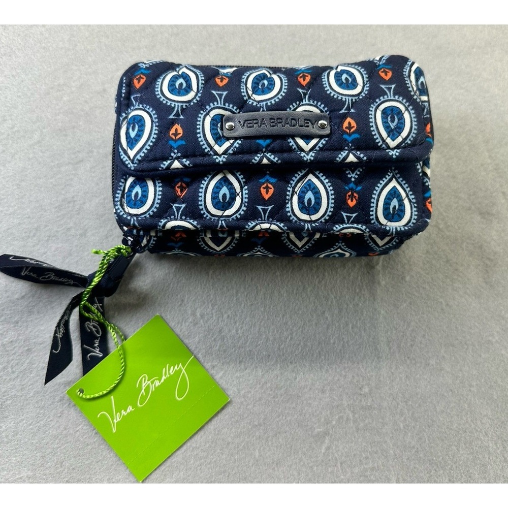 Vera Bradley All In OneCrossbodyWristletWallet Marrakesh Motifs Blue Paisley NWT